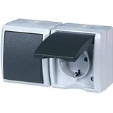 REV - AquaForm - Schakel-/Stopcontact Combinatie - Lichtgrijs - 1 stuk