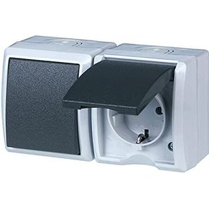 REV - AquaForm - Schakel-/Stopcontact Combinatie - Lichtgrijs - 1 stuk