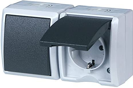 REV - AquaForm - Schakel-/Stopcontact Combinatie - Lichtgrijs - 1 stuk