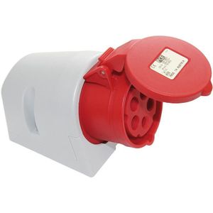 REV CEE stopcontact, sterke stroomstopcontact, 400 VAC, 16 A, 5-polig, 3Ph + N + PE, IP44, rood