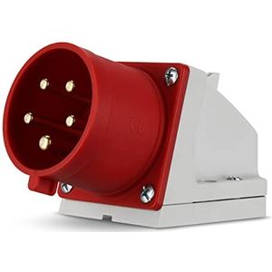REV CEE-stekker wandmontage, 400 V, 32 A, 5-polig, 3P + N + PE, IP44, rood