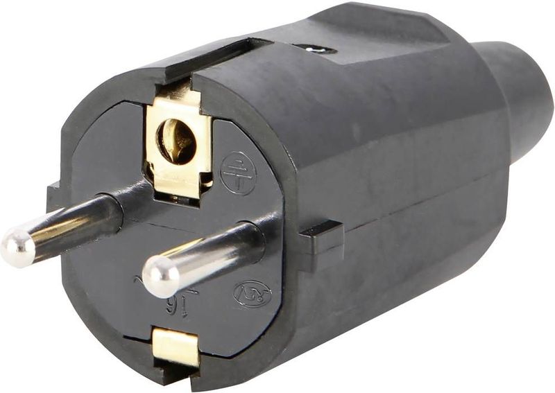 Universal - Geaarde Stekker - Zwart - Rubber - 16 A - 250 V