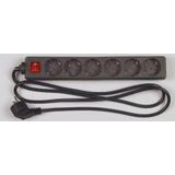 Stekkerdoos - Zwart - Kunststof - 6 Stopcontacten - 1,4 Meter Kabel