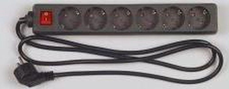 Stekkerdoos - Zwart - Kunststof - 6 Stopcontacten - 1,4 Meter Kabel