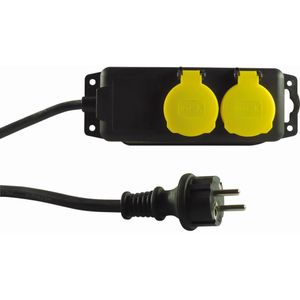 REV 0512467555 Stekkerdoos 2-voudig Zwar - Groen Randaarde Stekker 1 Stuk(s)