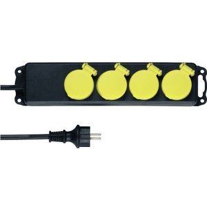 REV Stekkerstrip, IP44, tuinstekker, buitenstopcontact, voor led-lichtketting buiten, 1,4 m max. 3500 W, zwart