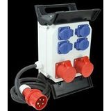 REV - Bouwstroomverdeler - 2 CEE-stopcontacten - 1 CEE-stekker - Slagvast Kunststof - IP44 Waterbestendig