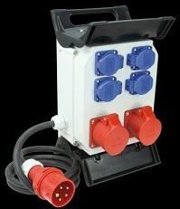 REV - Bouwstroomverdeler - 2 CEE-stopcontacten - 1 CEE-stekker - Slagvast Kunststof - IP44 Waterbestendig