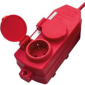 REV Verlengkabel 4-voudig, verlengkabel buiten waterd. IP44, 10m 3680W, rood
