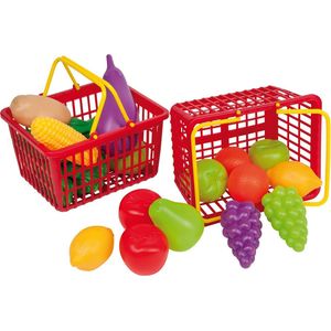 35 Item Snijden Play Voedsel Speelgoed voor Kinderen Keuken Doe alsof, Koken Fruit & Groenten Accessoires met Winkelen Opbergmand, Plastic Mini Gerechten en Gebruiksvoorwerpen voor Baby Kinderen