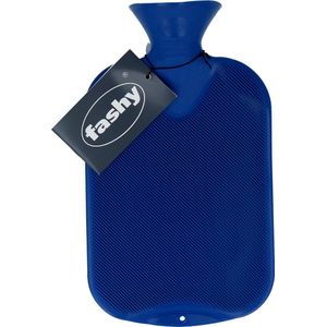 Fashy warm water kruik - enkelzijdig geribbeld - blauw - 2 liter