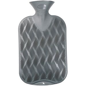 Warm Water Kruik - Grijs - 1 Golvend Geribbeld 1 Gladde Zijde