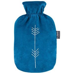 Fashy Warmwaterkruik van fleece, blauw, 2 l, met glitter borduurwerk