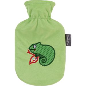 Fashy kruik kameleon print groen 0,8L - warmwaterkruik - warmwaterzak met hoes - kinderkruik kameleon - hot water bottle kameleon