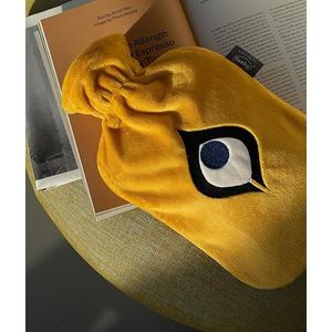 Fashy Warmwaterkruik met fleece overtrek en borduurwerk oog geel 2 L
