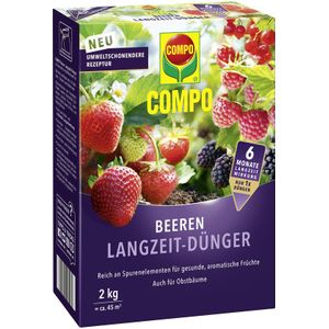 COMPO Langdurige bessenmeststof voor bessen, fruit en fijne groenten, milieuvriendelijke formule, 6 maanden langdurige werking, 2 kg, 45 m²