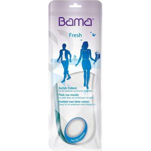 Bama Fresh Voetbed met blote voeten, bamboe badstof inlegstukken voor droge en frisse voeten, uniseks, wit/blauw, Wit kleurloos, 46 EU