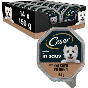 Cesar Hondenvoer - Cuisine - Kalkoen & Rund in Saus - Kuipjes 14x150g