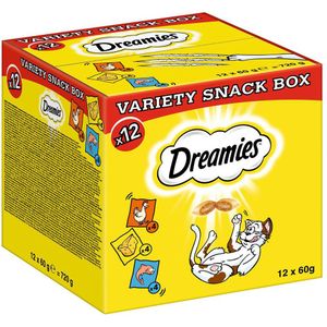 12x60g kattensnack mixbox (Kip, Kaas, Zalm) Dreamies Kattensnacks