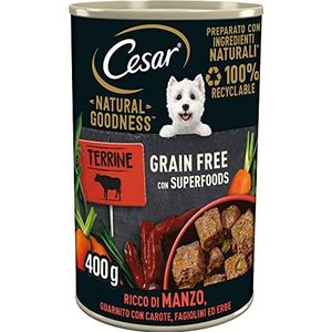 Cesar Natural Goodness Vochtig hondenvoer met rund- en groentesmaak, 6 blikjes van 400 g, totaal 2,4 kg