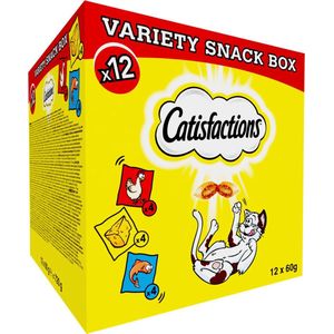 Catisfactions Kattensnacks - Variety Snack Box - Kip & Kaas & Zalm - 12x60g