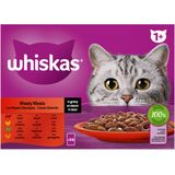 2x Whiskas 1+ Classic Selectie in Saus Maaltijdzakjes Multipack 24 x 85 gr