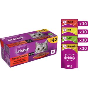 Whiskas Kattenvoer - Adult 1+ - Classic Selectie in Saus - 40x85g