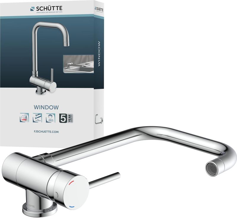 SCHÜTTE Window Design Keukenkraan - Mengkraan - Hoge, Draaibare en plooibare Uitloop - Zijdelingse Greep - Chroom