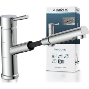 SCHÜTTE Unicorn Design Keukenkraan - Mengkraan - Lage, Draaibare en Uittrekbare Uitloop - Chroom