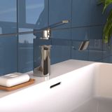 Schütte Waschtischarmatur "Stilo", Wasserhahn mit Ablaufgarnitur, Mischbatterie mit Pop Up Abflussstopfen