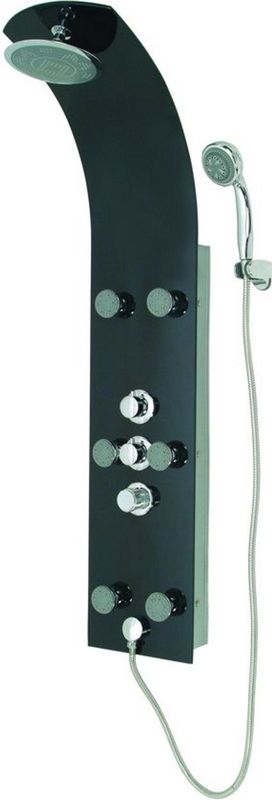 SCHÜTTE Lanzarote Douchepaneel - met Thermostatische Douchekraan - 6 Massage Sproeiers - Glas - Zwart