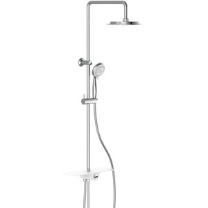 SCHÜTTE Aquastar Douchesysteem - Regendouche - Geïntegreerd Planchet met Push-Button Omsteller - Chroom & Wit