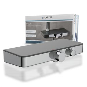 OCEAN - Thermostatische Mengkraan - Chroom-Antraciet - Veiligheidsglas Planchet
