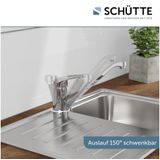Schütte Spültischarmatur GRANDE 150° schwenkbar, geräuscharme Kartusche, Marken-Mischdüse