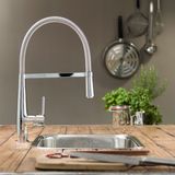 Schütte Spültischarmatur "New York", Wasserhahn ausziehbar, 360 schwenkbar, Chrom/Schwarz matt, Hochdruck