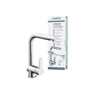 SCHÜTTE London Design Keukenkraan - Mengkraan - Draaibare Uitloop - Uittrekbare Mousseur - Chroom