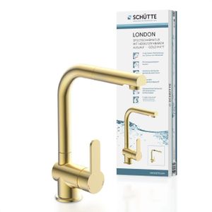 SCHÜTTE London Design Keukenkraan - Mengkraan - met Uittrekbare Uitloop - Mat Goud