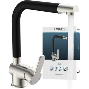 SCHÜTTE Rio Design Keukenkraan - Mengkraan - Hoge, Draaibare Uitloop - Zijdelingse Greep - RVS-look/Zwart