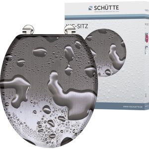 SCHÜTTE WC-Bril 80023 GREY STEEL - MDF-Hout - RVS-Scharnieren Belastbaar tot 175 kg - Decor - 3-zijdige Print