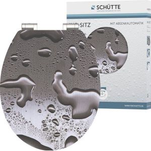 SCHÜTTE WC-Bril 80523 GREY STEEL - High Gloss - MDF-Hout - Soft Close - Verchroomde Scharnieren - Belastbaar tot 175 kg - Decor - 1-zijdige Print