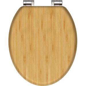 SCHÜTTE WC-Bril 81101 NATURAL BAMBOO - Massief Bamboe - Soft Close - Verchroomde Scharnieren - Belastbaar tot 175 kg