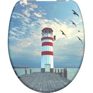 SCHÜTTE WC-Bril 82149 LIGHTHOUSE - Duroplast - Soft Close - Verchroomde Scharnieren - Decor - 1-zijdige Print