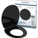 Schütte 82710 Slim, Duroplast softclose-mechanisme, deksel met snelsluiting voor eenvoudige reiniging, zitting geschikt voor alle gangbare toiletpotten, zwart, zwart