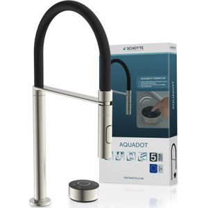 SCHÜTTE AQUADOT Digitale wastafelarmatuur met Smart Control, moderne waterkraan voor de keuken met soft-touch slang, roestvrijstalen look/zwart