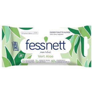 Fess'nett Vochtig toiletpapier Pocket Groen Aloë x20 – formule dermatologisch getest 0% parabenen 0% fenoxyethanol – voor de normale huid
