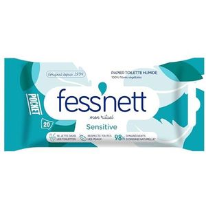 Fess'Nett Toiletpapier vochtig gevoelig, 20 doekjes