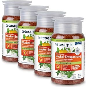 tetesept Zeezout spierontspanning – revitaliserend gezondheidsbad met etherische oliën – ontspannend badadditief met natuurlijk zeezout – 4 x 600 g