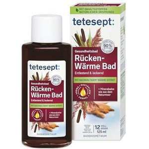 Tetesept rug warmte badkamer, badtoevoeging met natuurmoor-essences en mineralen, duurzame diepe warmte voor rug, nek en schouder, verzorgingsbad voor diepteontspanning en losmaak, 125 ml