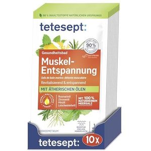 tetesept Zeezout, spierontspanning, bad, revitaliserend gezondheidsbad met etherische oliën, ontspannend badadditief met natuurlijk zeezout, 10 x 80 g