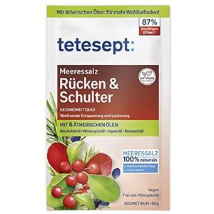 tetesept Zeezout rug en schouder – gezondheidsbad voor ontspanning en losmaken met 6 etherische oliën – weldadig badadditief met natuurlijk zeezout – 10 x 80 g
